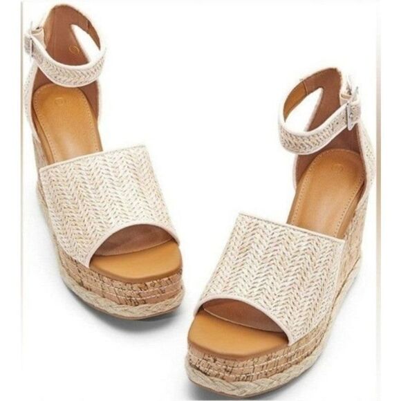 Platform open toe wedge heels sz 9 - Picture 2 of 9